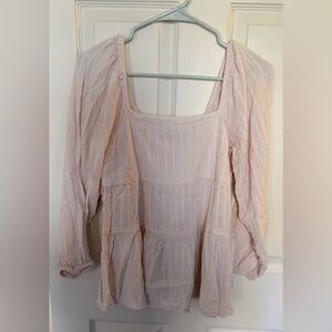 American Eagle Light Pink Square Neck Top, Size S